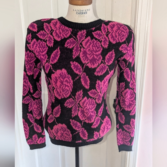 Vintage Betsey Johnson punk labelFloral Sweater